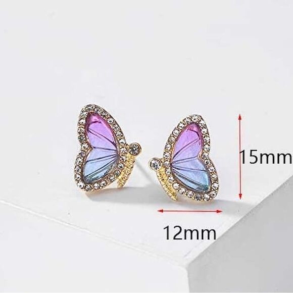 Butterfly 🦋 Rhinestone Studded Earrings - Picture 4 of 5
